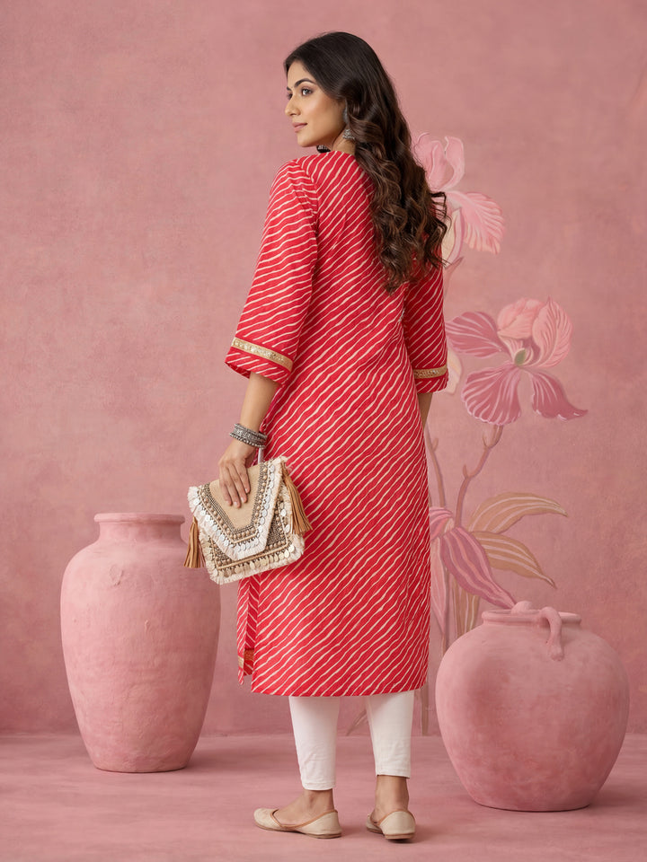 Cotton Pink Leheriya Kurta