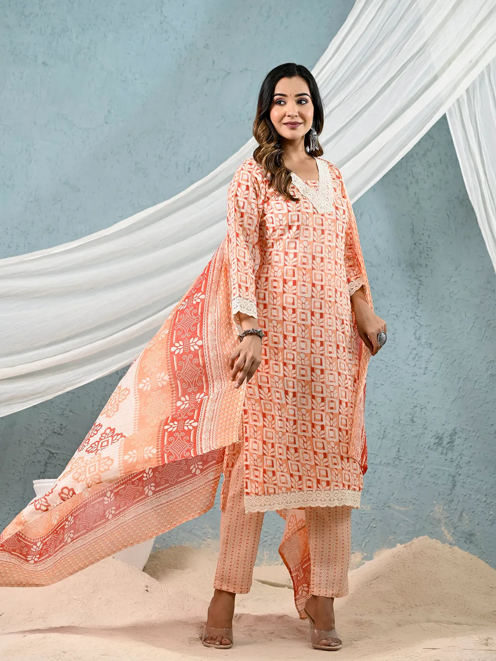 cotton orange kurta dupatta setoffline_sku-8-Yufta Store-7044SKDORM