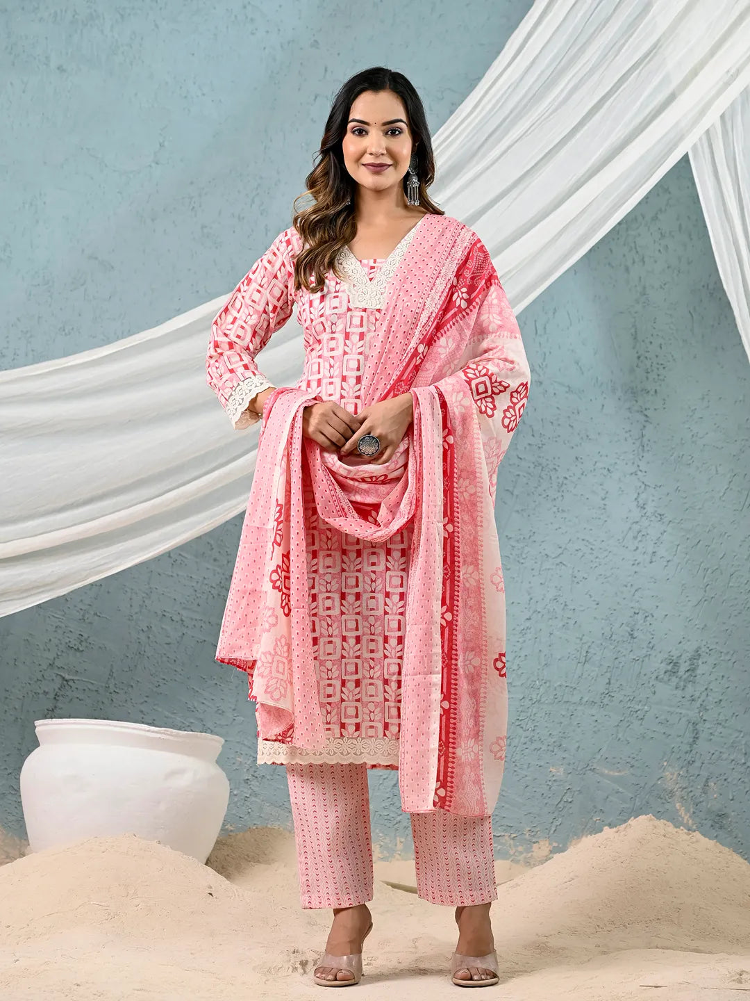 cotton pink kurta dupatta setoffline_sku-9-Yufta Store-7044SKDPKM