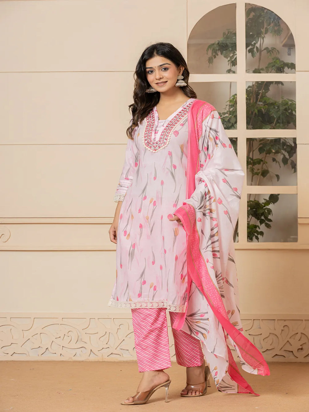 cotton pink kurta dupatta setoffline_sku-12-Yufta Store-7045SKDPKM