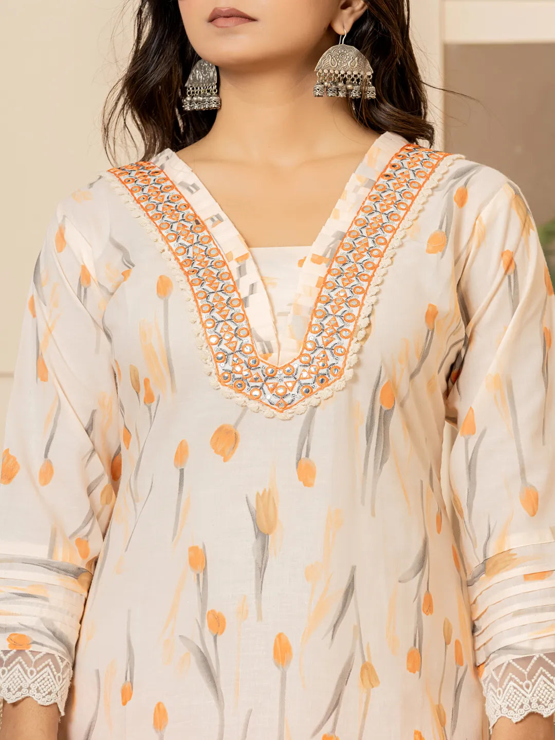 cotton peach kurta dupatta setoffline_sku-11-Yufta Store-7045SKDPCM