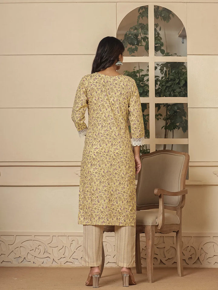 cotton yellow mirror_work kurta dupatta setoffline_sku-59-Yufta Store-7046SKDYLM