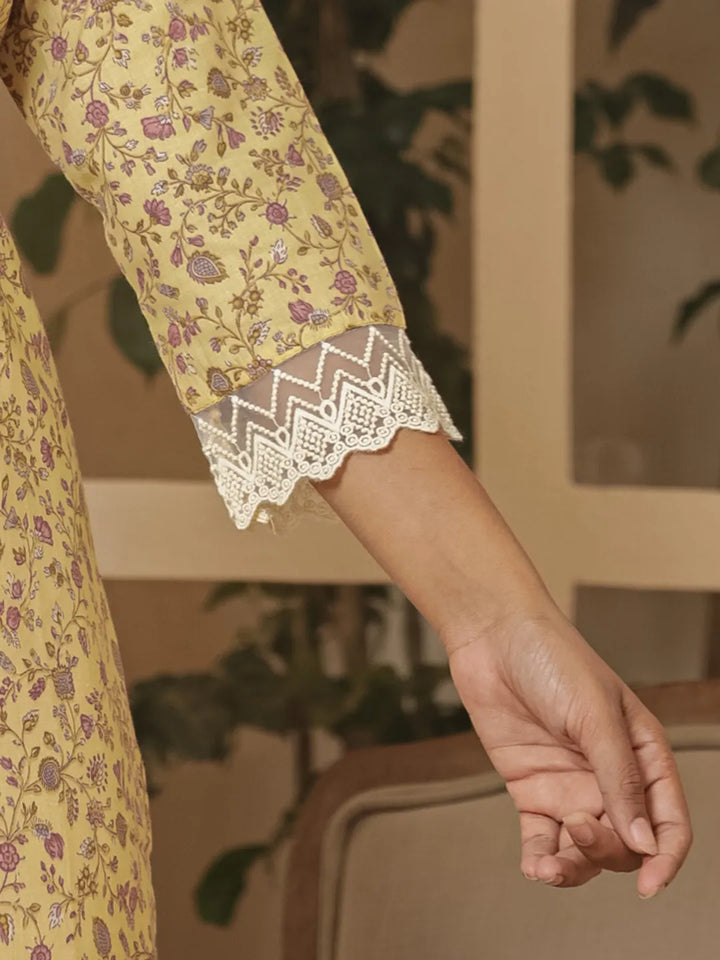cotton yellow mirror_work kurta dupatta setoffline_sku-59-Yufta Store-7046SKDYLM