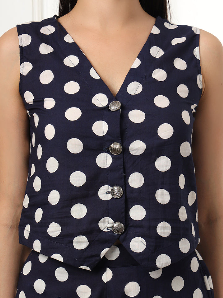 Blue Cotton Polka Top