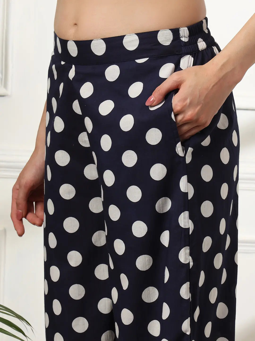 Blue Cotton Polka Dot Waistcoat Co-Ord