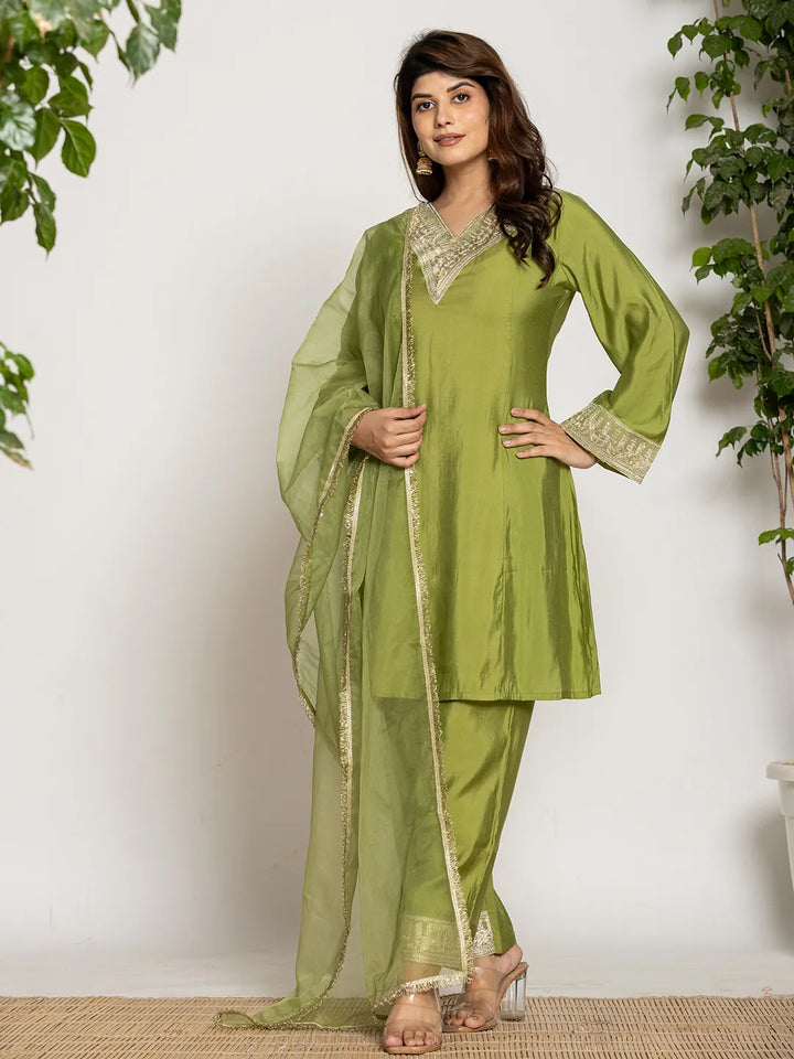 Green Silk Suit Set