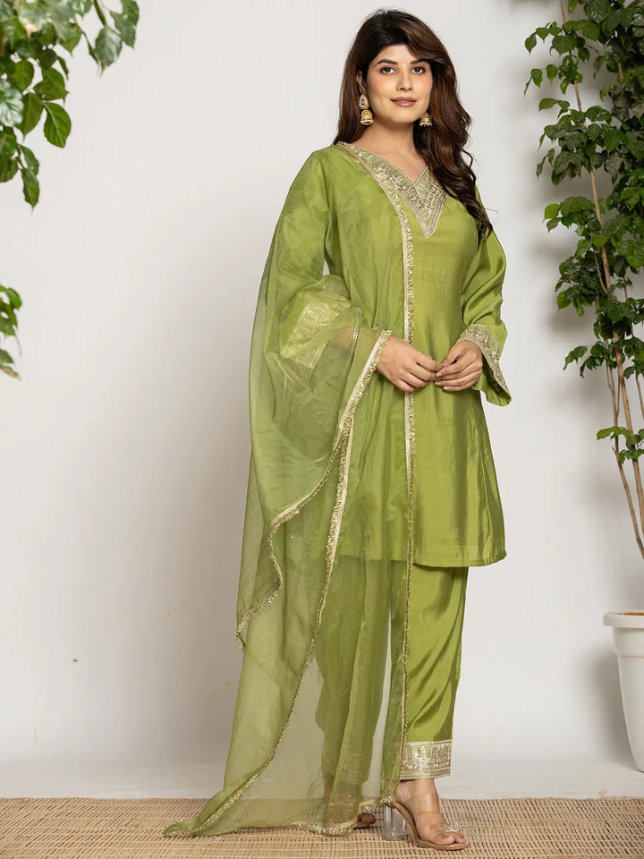 Green Silk Suit Set