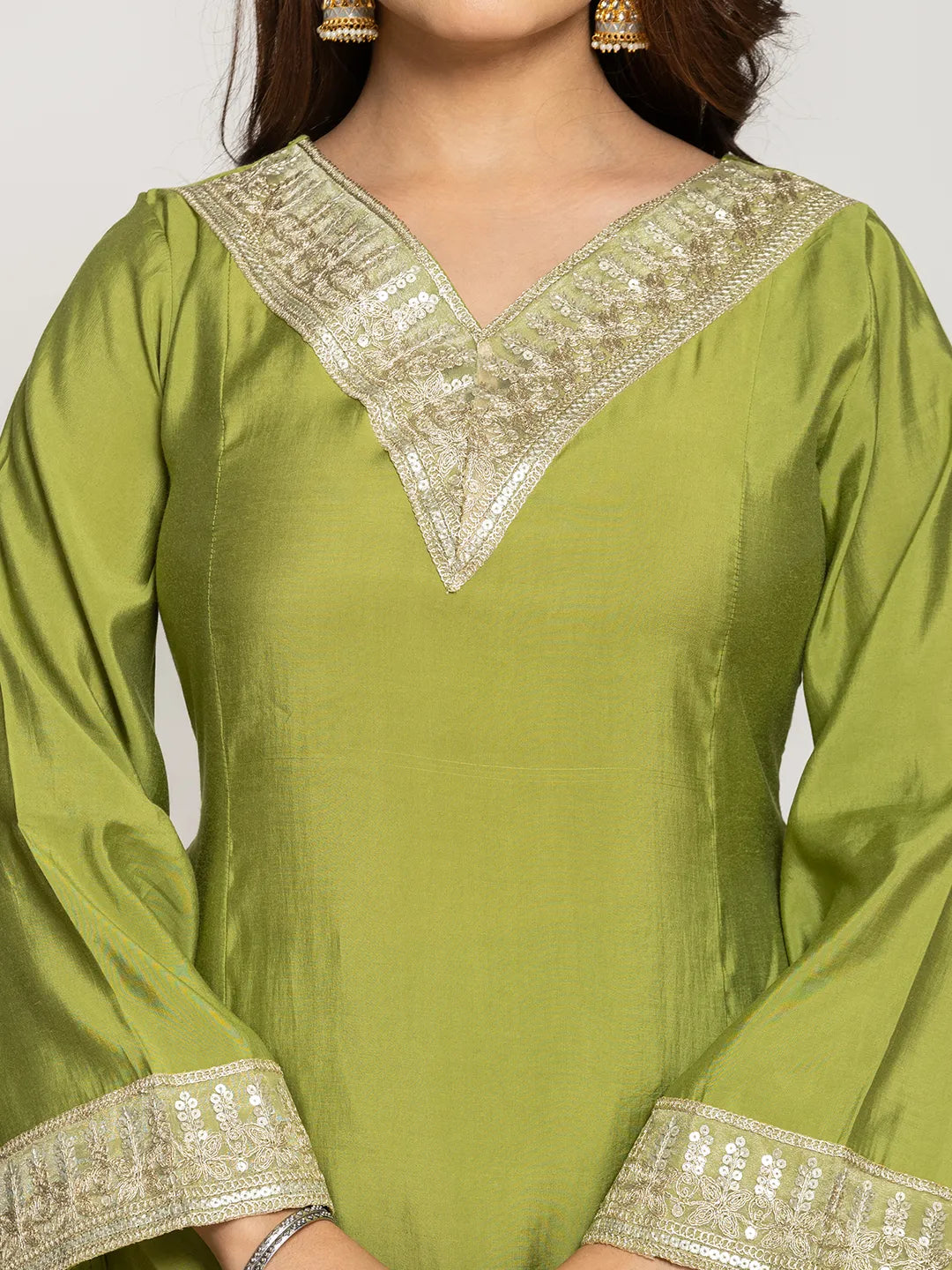 Green Silk Suit Set