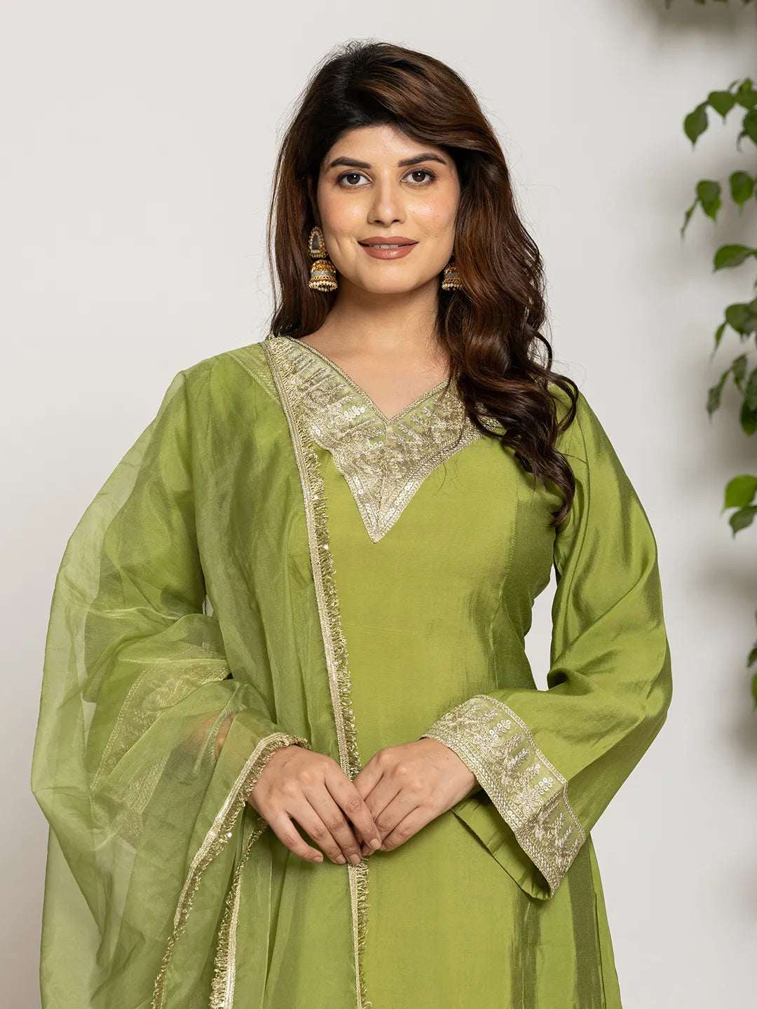 Green Silk Suit Set