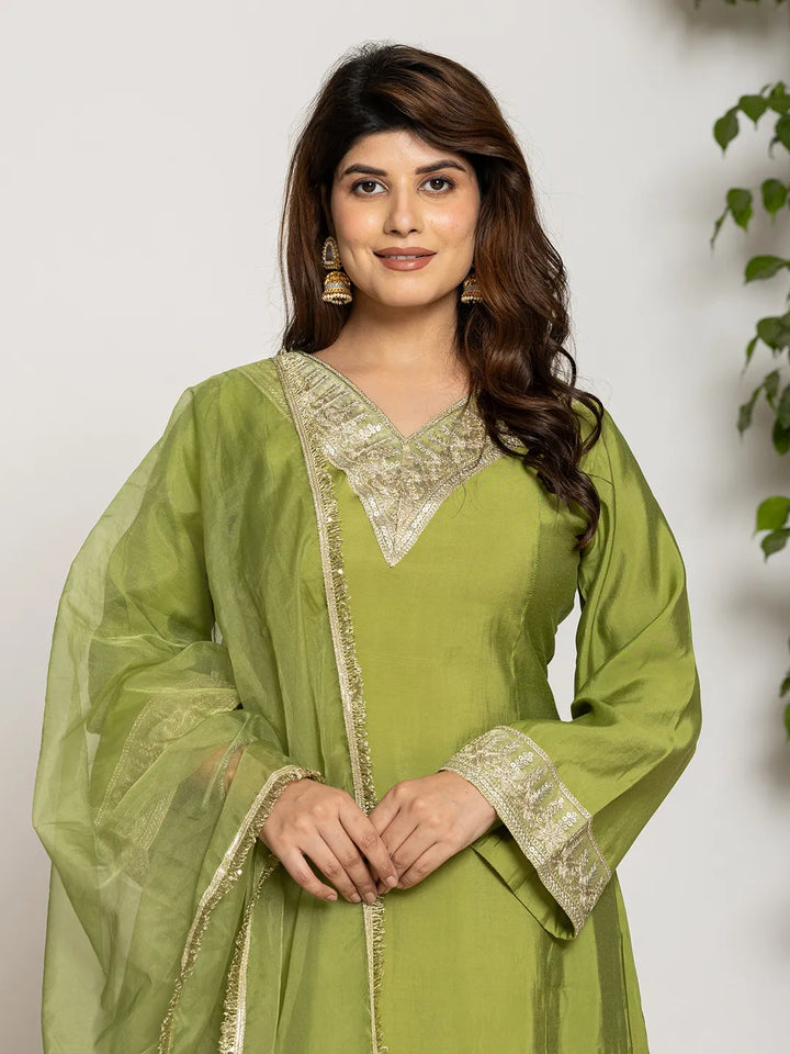 Green Silk Suit Set