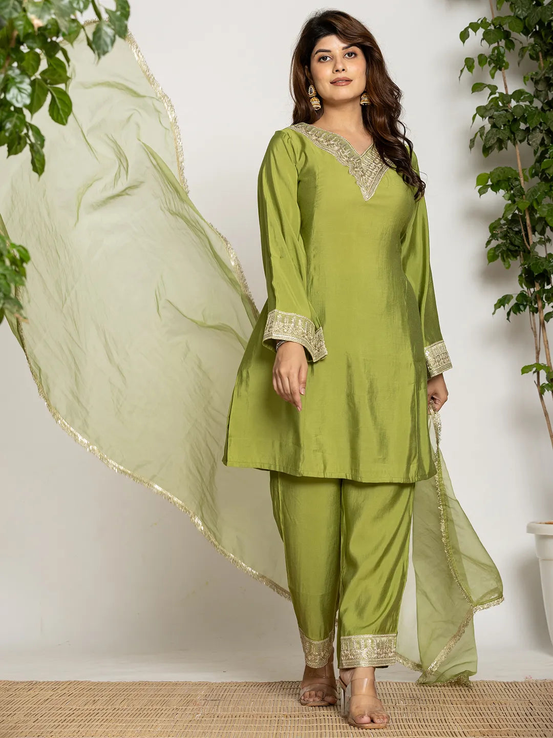 Green Silk Suit Set