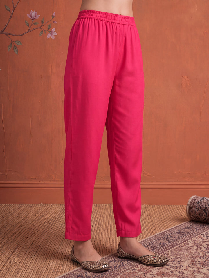 Pink Straight Solid Kurta Dupatta Set