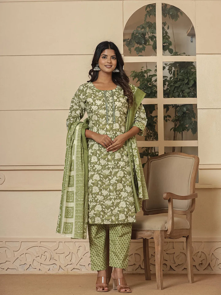 cotton green gota_patti kurta dupatta pant setoffline_sku-53-Yufta Store-7233SKDGRM