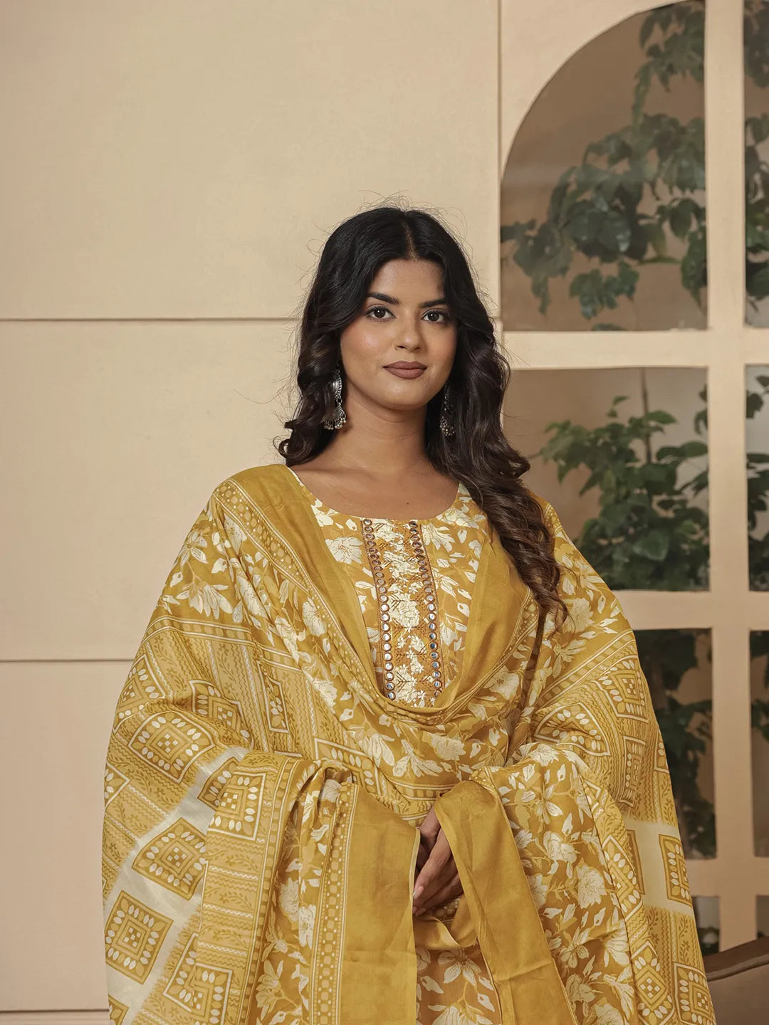 cotton mustard kurta dupatta pant setoffline_sku-54-Yufta Store-7233SKDMSM