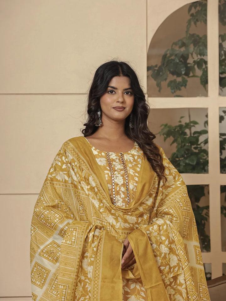 cotton mustard kurta dupatta pant setoffline_sku-54-Yufta Store-7233SKDMSM