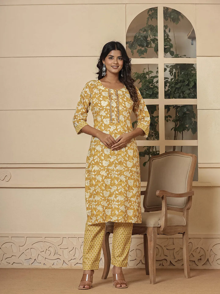 cotton mustard kurta dupatta pant setoffline_sku-54-Yufta Store-7233SKDMSM