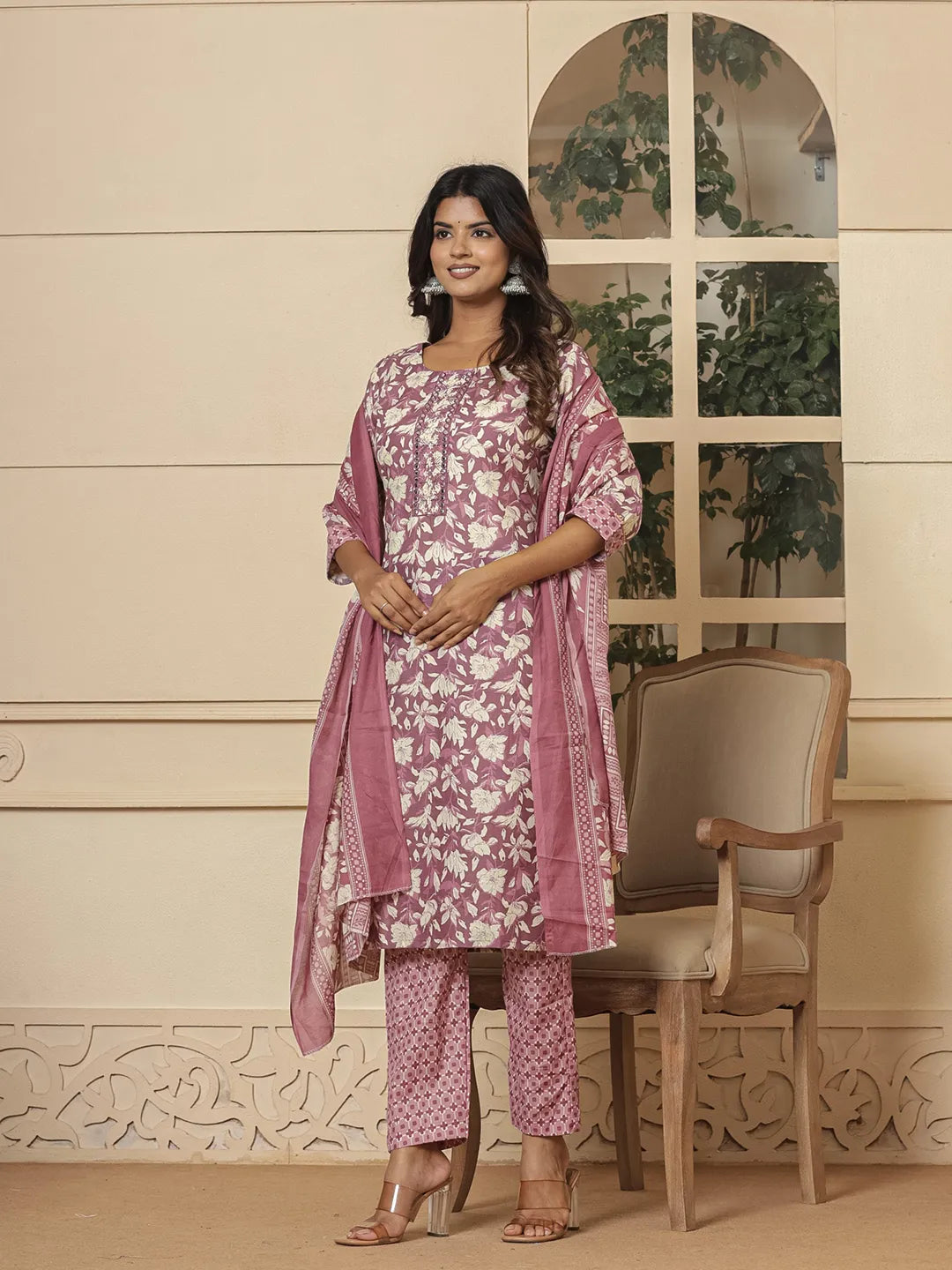 cotton purple kurta dupatta pant setoffline_sku-55-Yufta Store-7233SKDPRM