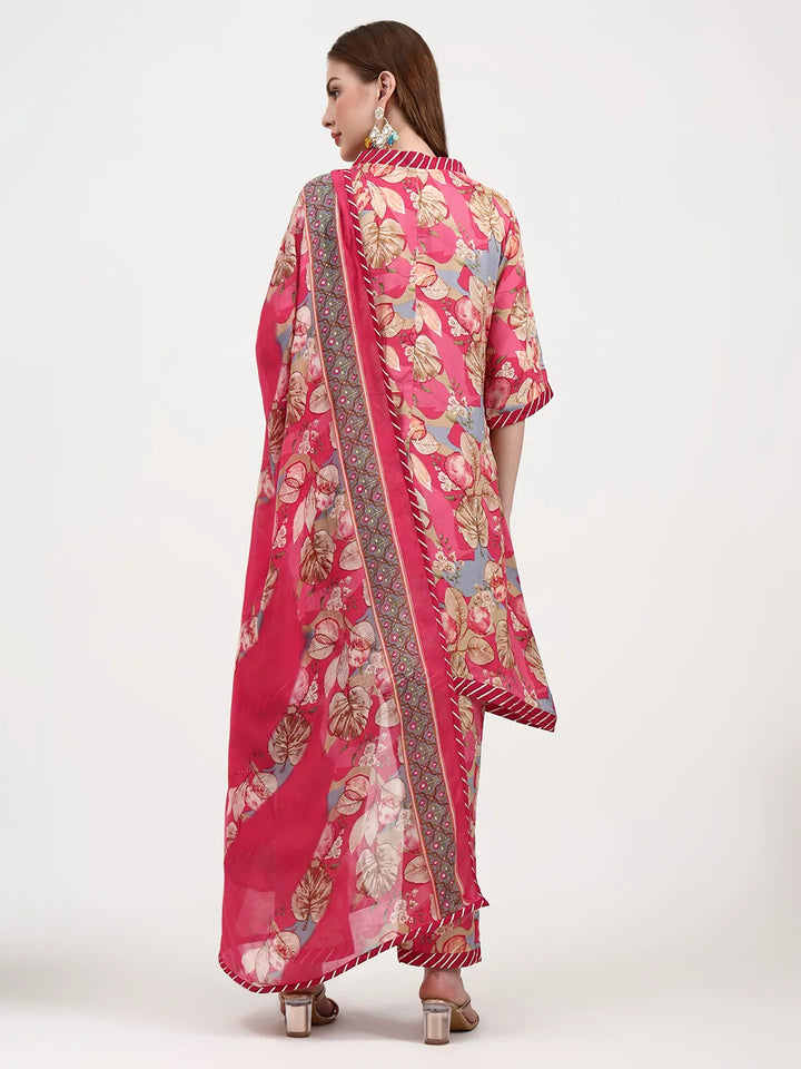 Red Lensing Flare Kurta Dupatta Set