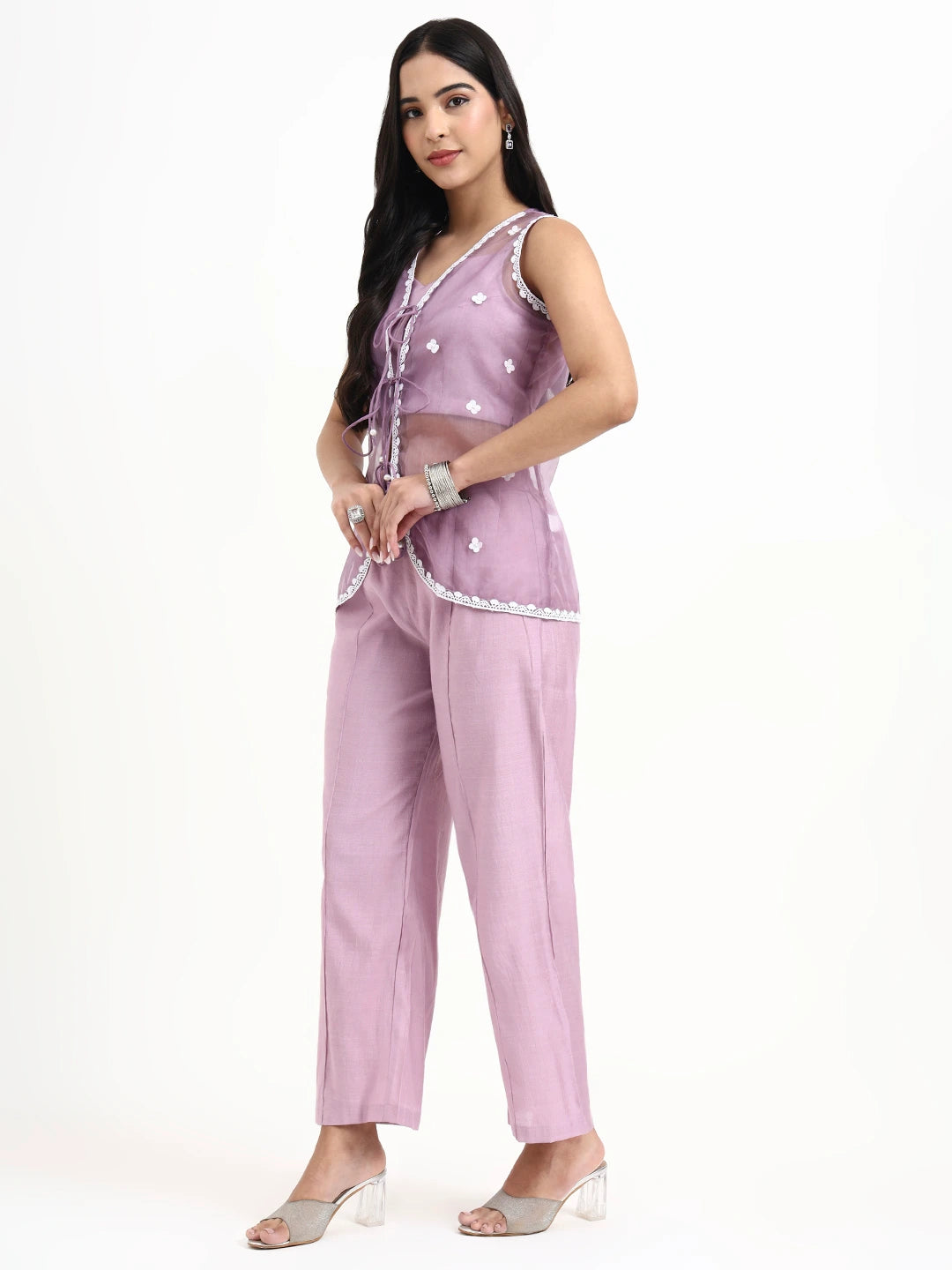 Lavender Organza Western Style Co-Ord Set