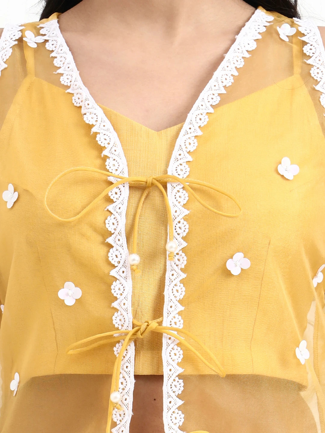 Yellow Organza Western Style Co-Ord Set