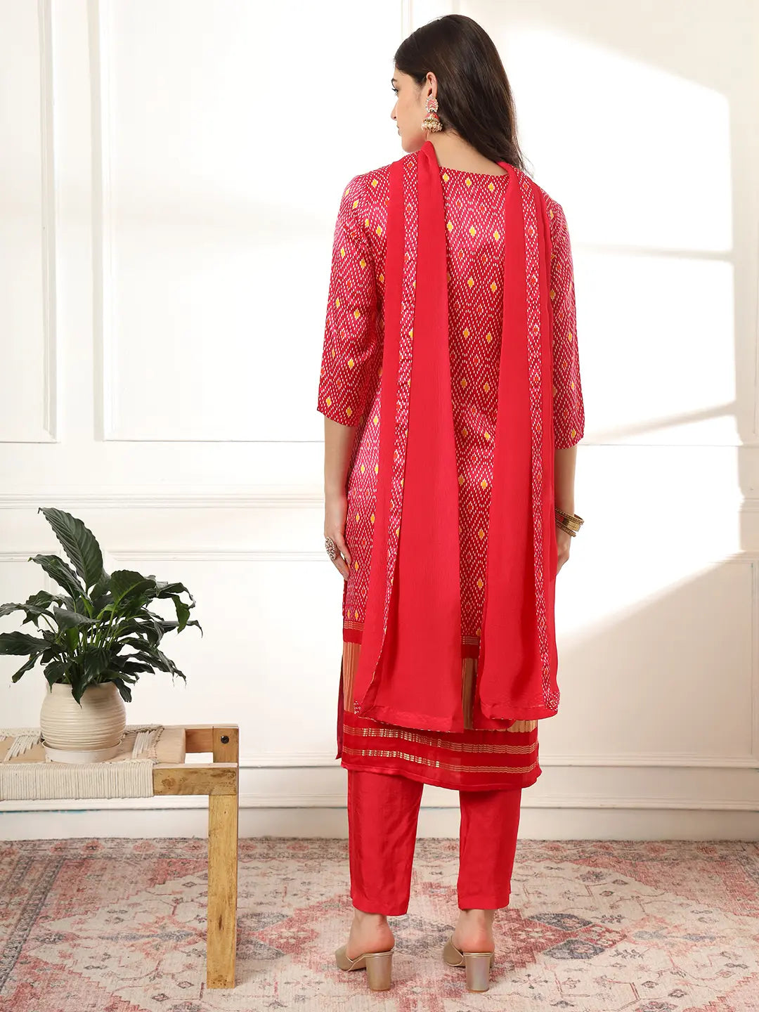 Pink Silk Zari_Work Kurta with Trousers with dupatta Set