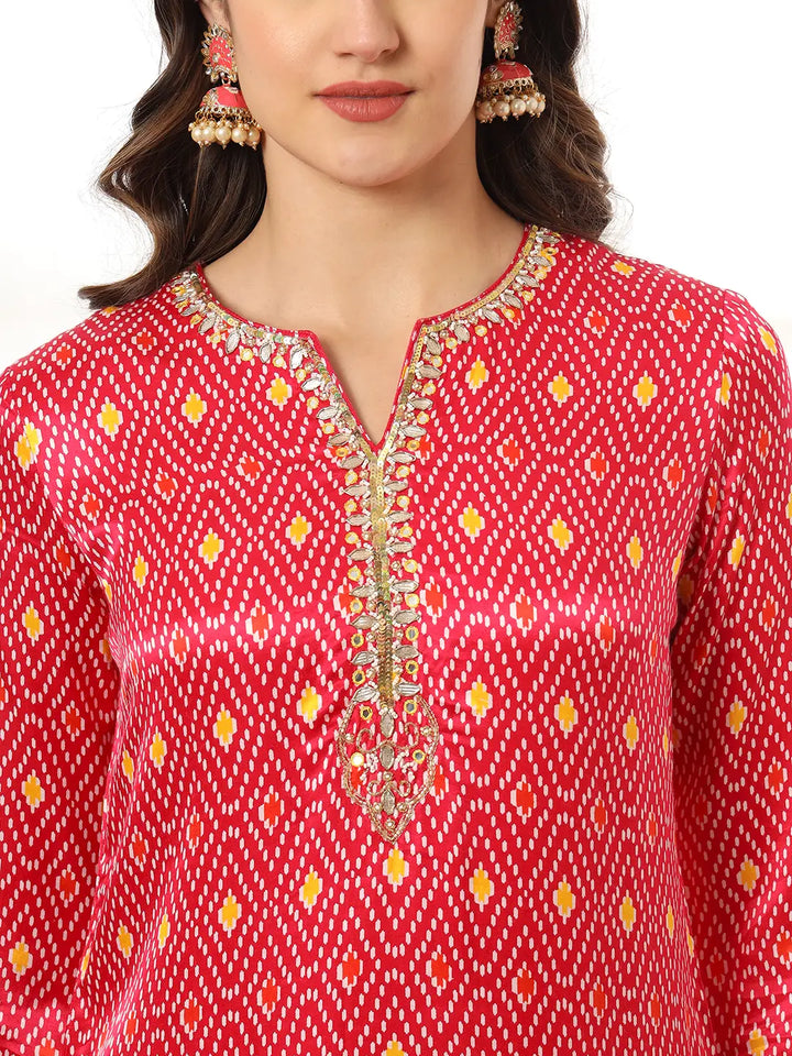 Pink Silk Zari_Work Kurta with Trousers with dupatta Set