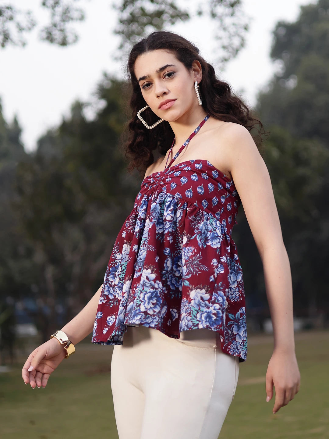 Cotton Maroon Flare Top-Yufta Store-7380TOPMRS