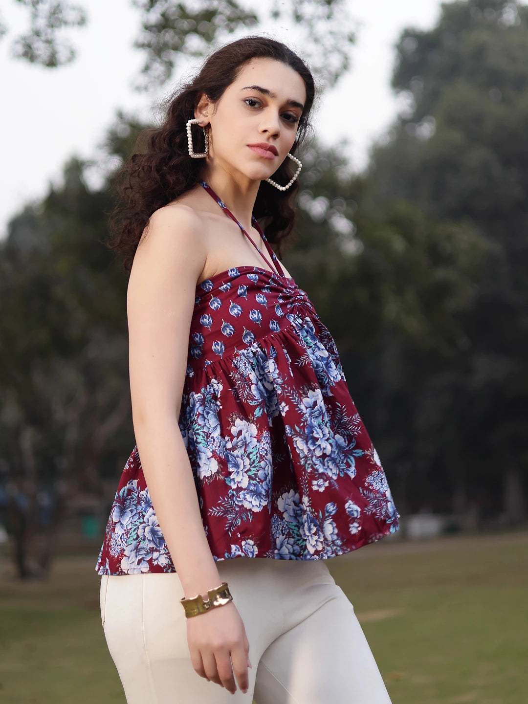 Cotton Maroon Flare Top-Yufta Store-7380TOPMRS