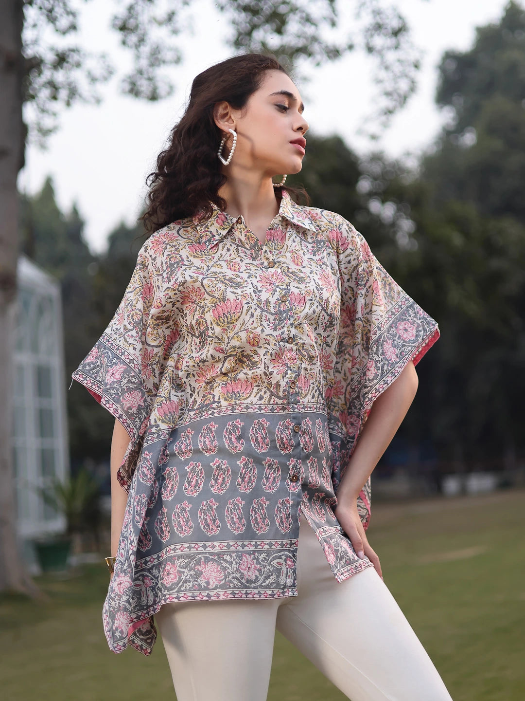 Cotton White Kaftan-Yufta Store-7385KFTWHS