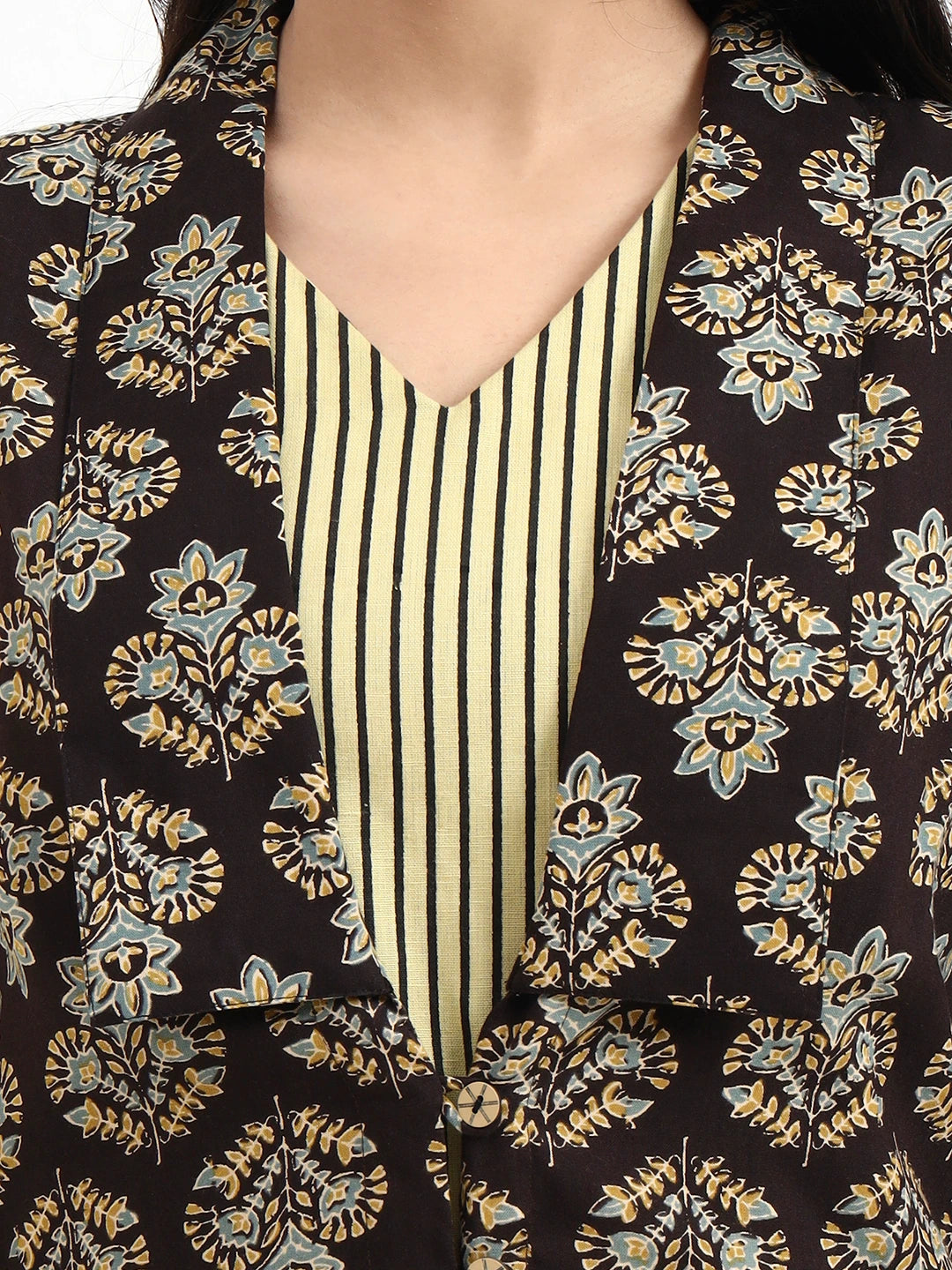 Black Cotton Jacket Co-Ord Set