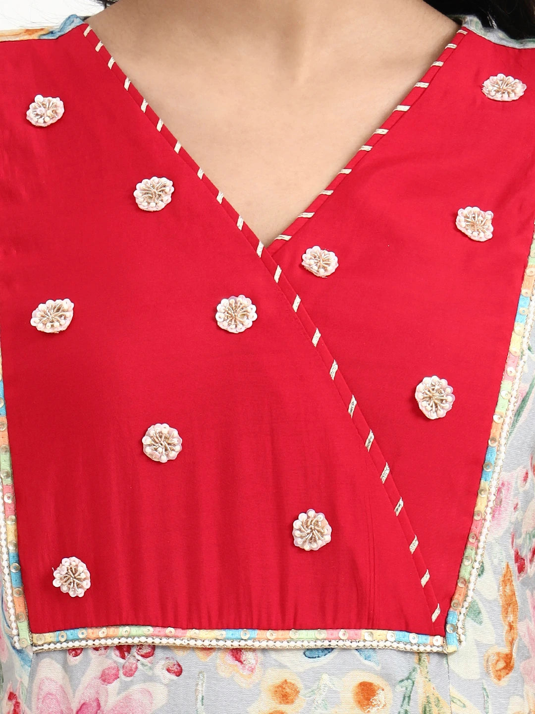 Grey Lensing A Line Latest Yoke Design Kurta Pant Dupatta Set