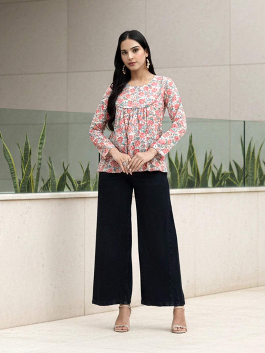 Cream Cotton Flare Top