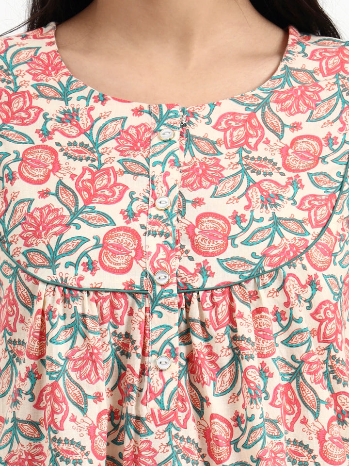 Cream Cotton Flare Top