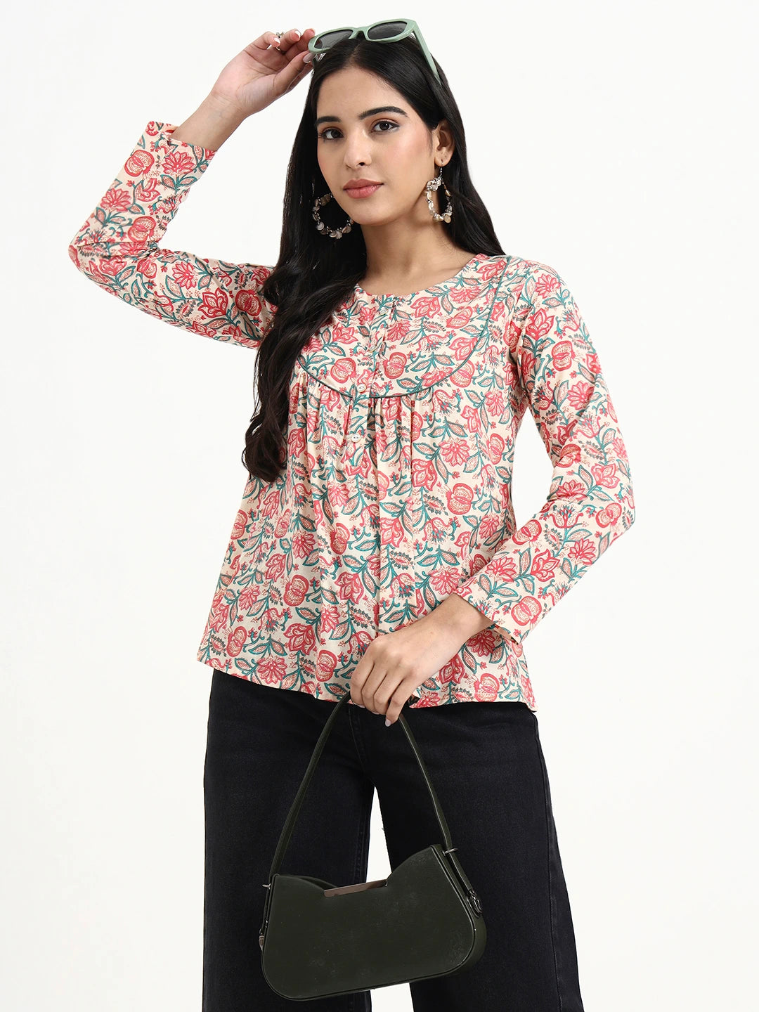 Cream Cotton Flare Top