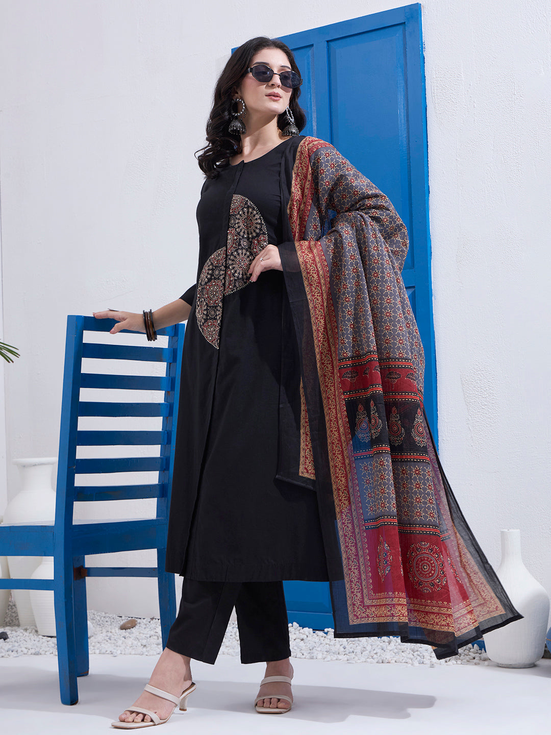 Black Cotton A Line Patch Work Kurta Pant Dupatta Set Regular price Rs. 3,999.00 Sale price Rs. 1,999.00 Save 50% No rev