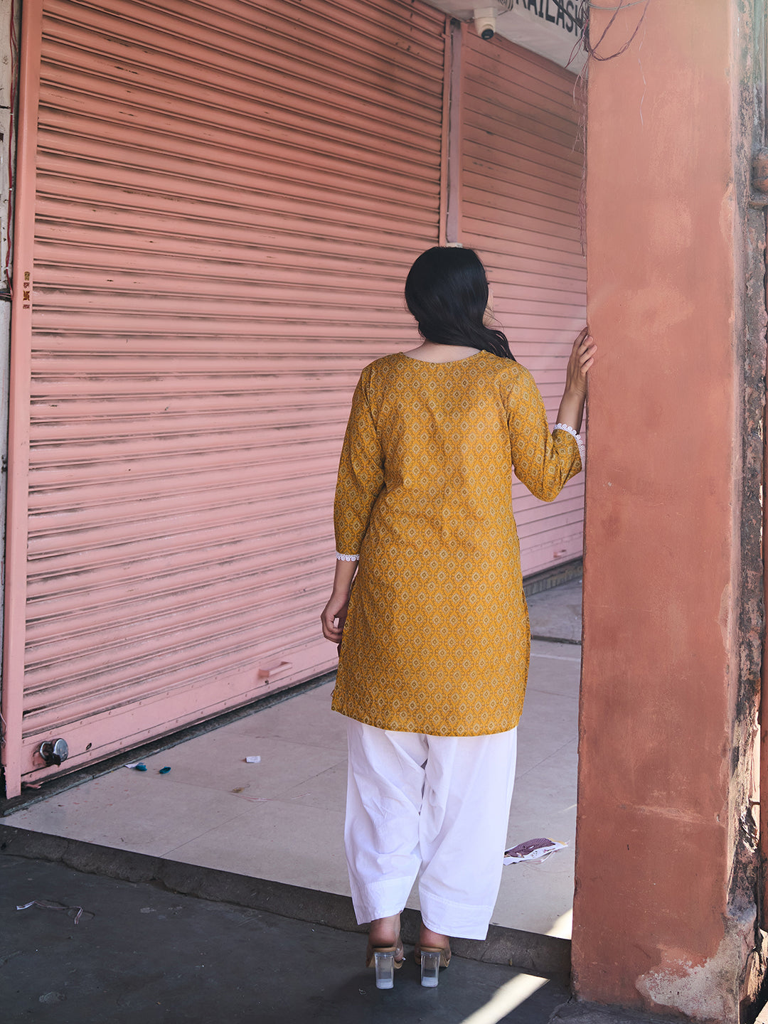 Mustard Ethnic Motifs Print This Tunic Salwar Co-Ord Set