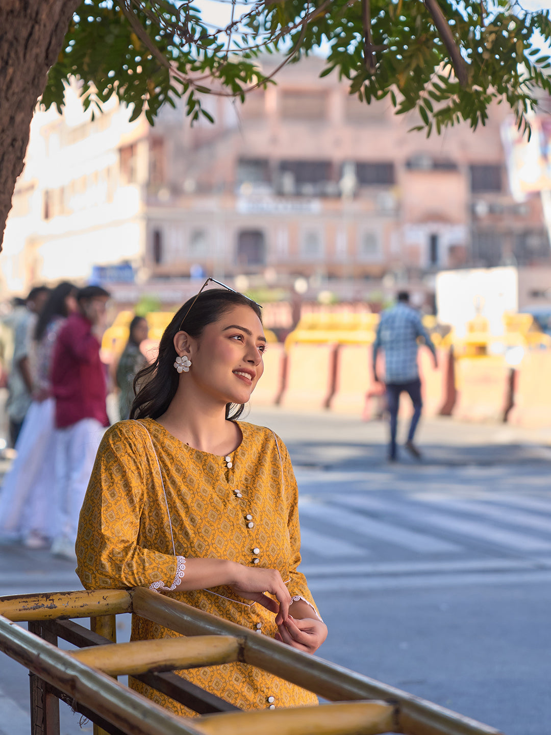Mustard Ethnic Motifs Print This Tunic Salwar Co-Ord Set