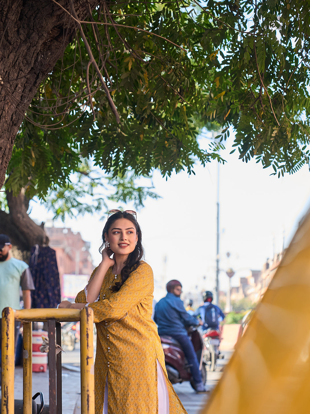 Mustard Ethnic Motifs Print This Tunic Salwar Co-Ord Set