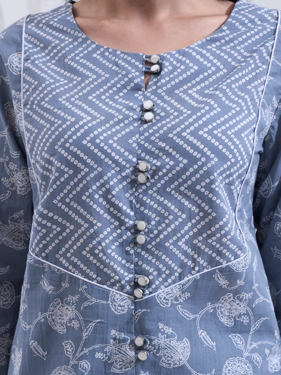 Grey Cotton Kurta Salwar Co-Ord Set