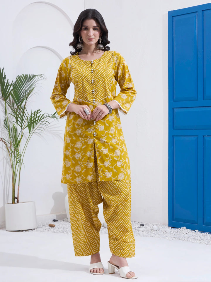 Mustard Cotton Kurta Salwar Co-Ord Set