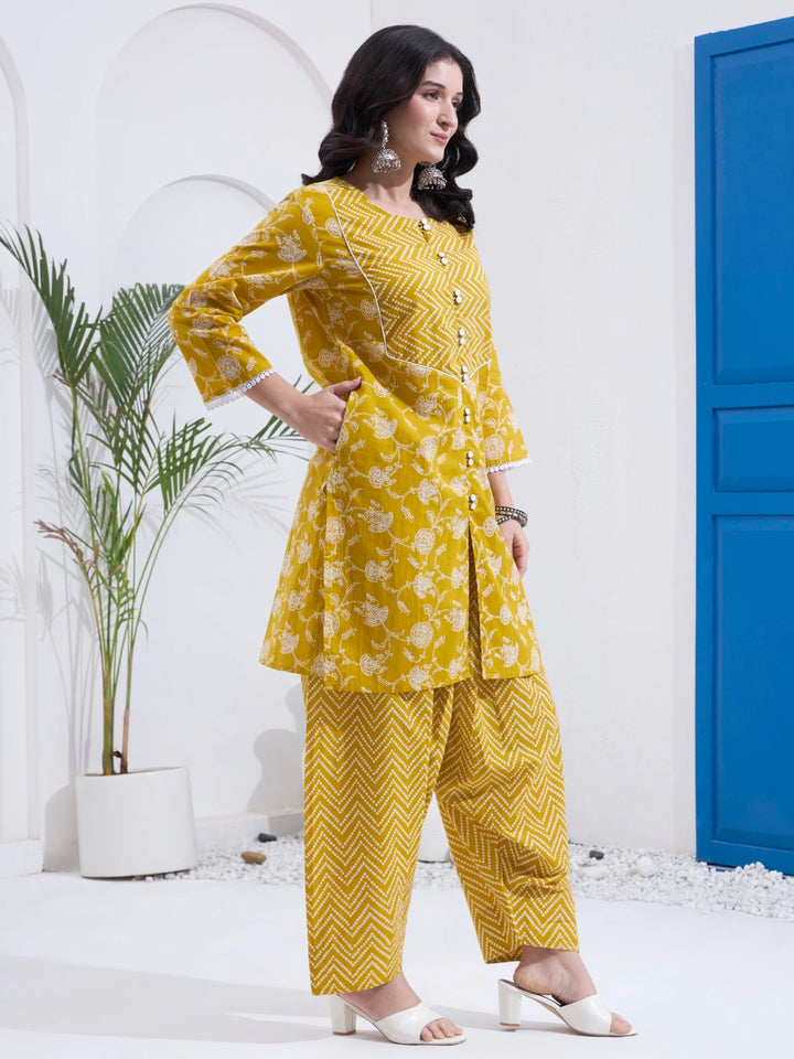 Mustard Cotton Kurta Salwar Co-Ord Set