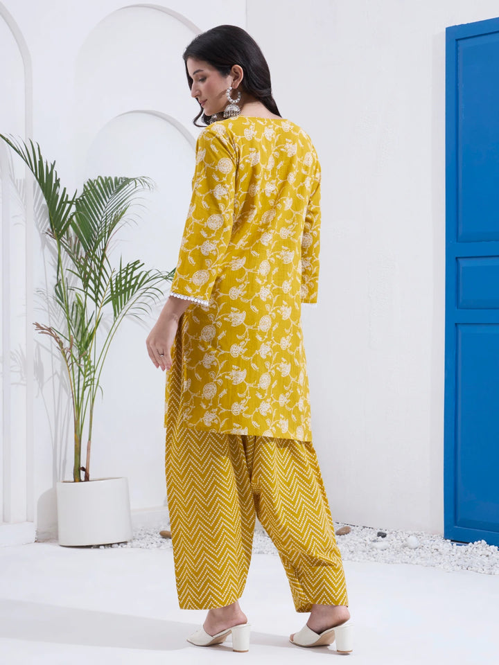 Mustard Cotton Kurta Salwar Co-Ord Set