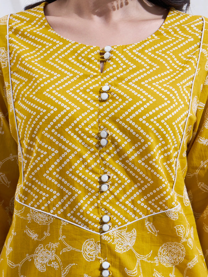 Mustard Cotton Kurta Salwar Co-Ord Set