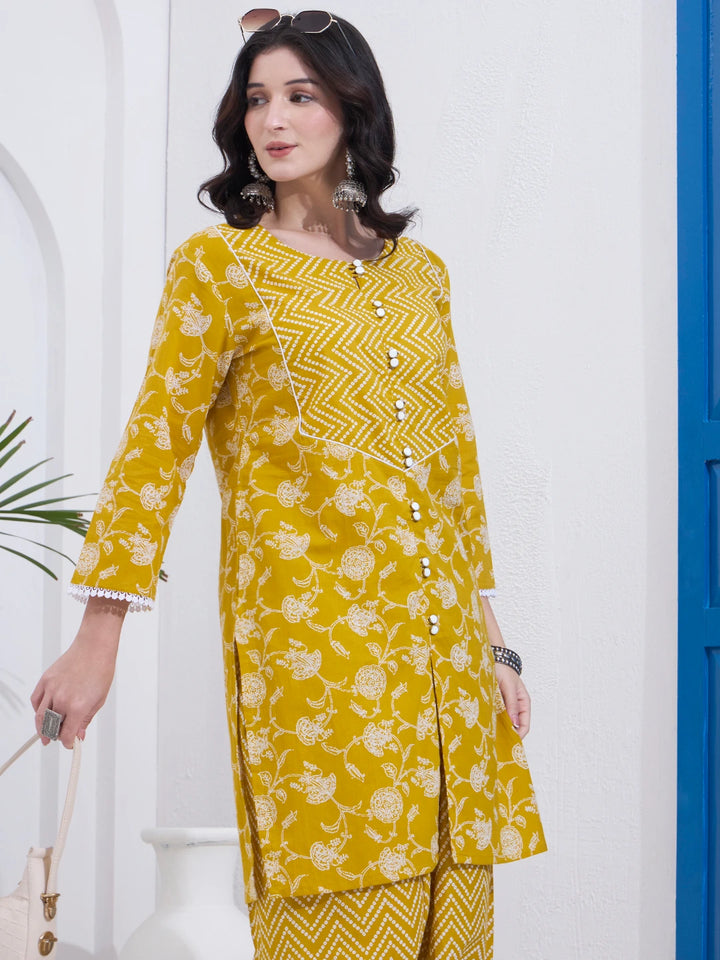 Mustard Cotton Kurta Salwar Co-Ord Set