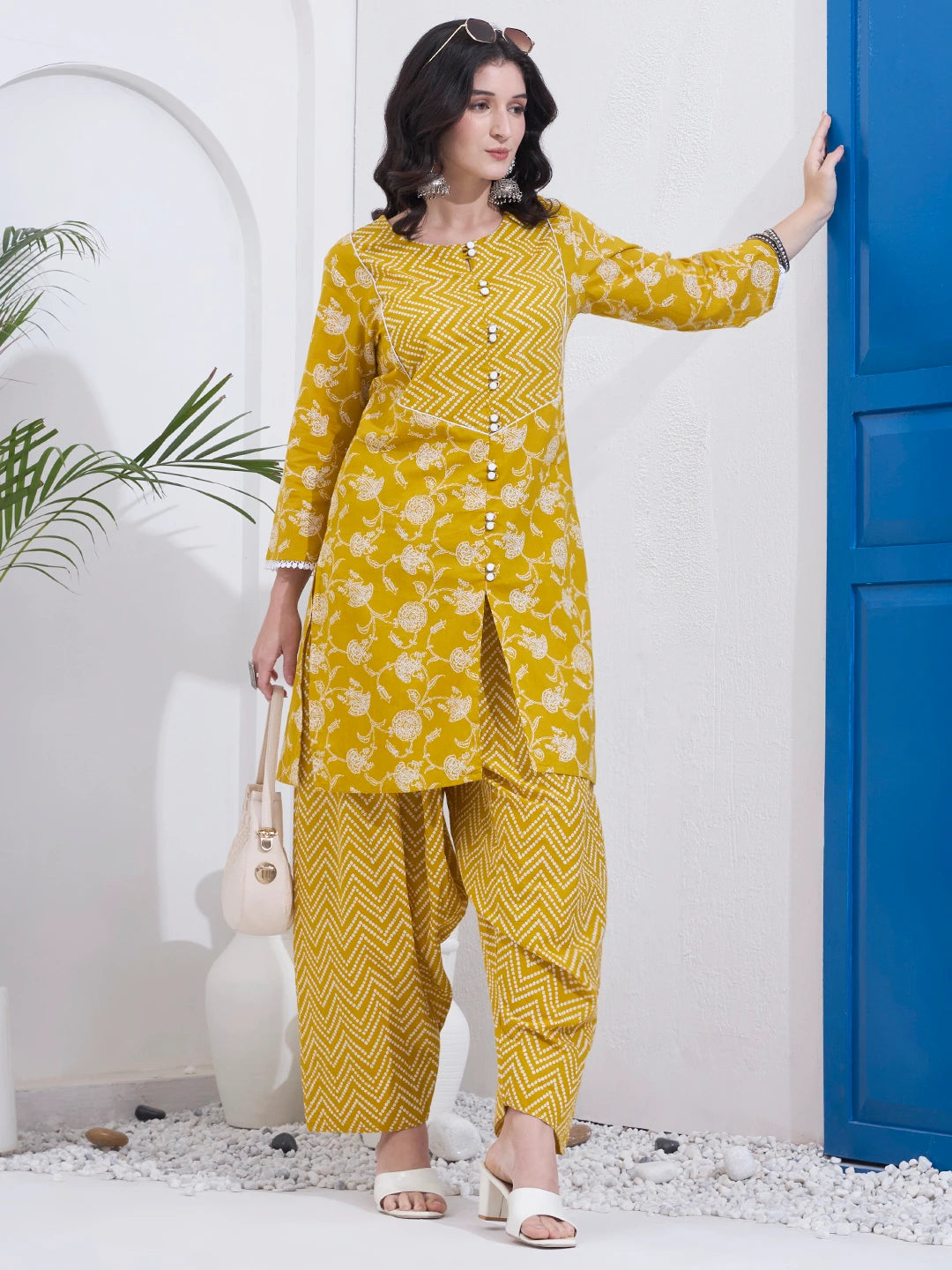 Mustard Cotton Kurta Salwar Co-Ord Set
