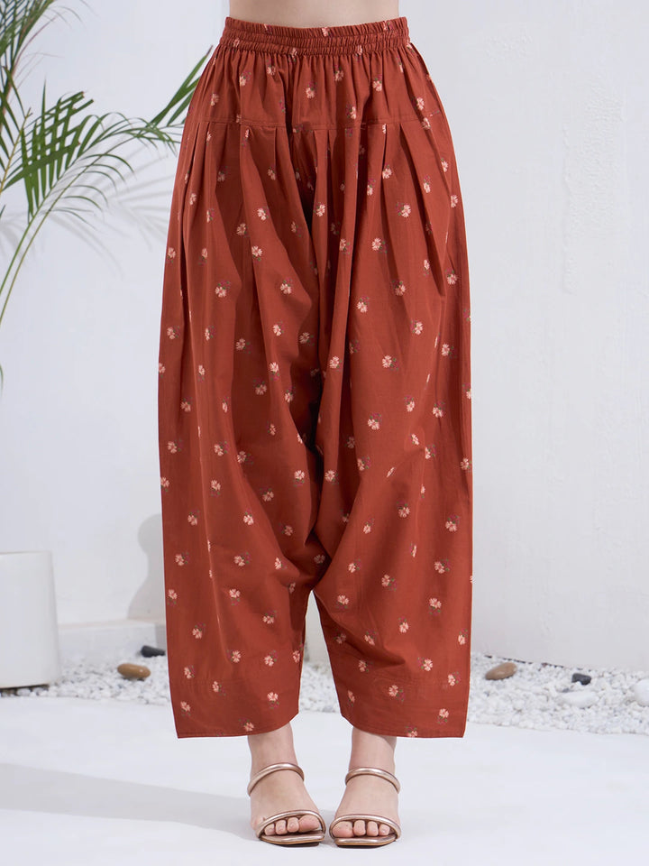 Rust Cotton Kurta Salwar Co-Ord Set
