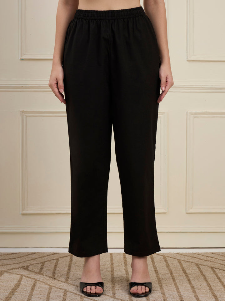 Black Cotton Jacket Kurta Pant Co-Ord Set