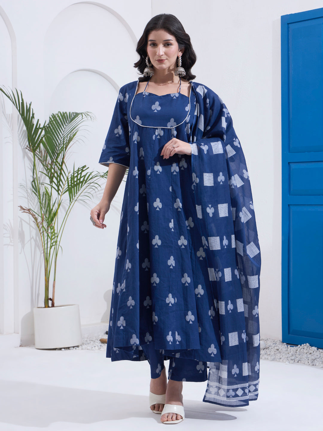 Navy Blue Cotton Kalidaar Style Kurta Pant Dupatta Set Regular price Rs. 4,999.00 Sale price Rs. 2,499.00 Save 50% No re