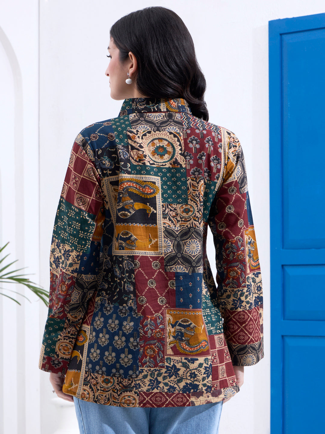 Multicolur Cotton Ethnic Motifs Shirt