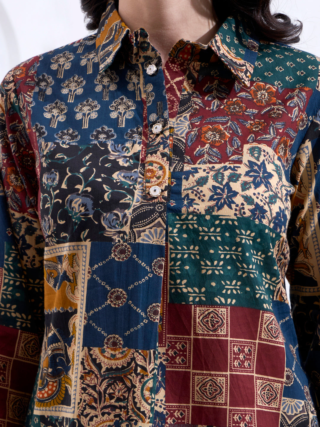 Multicolur Cotton Ethnic Motifs Shirt